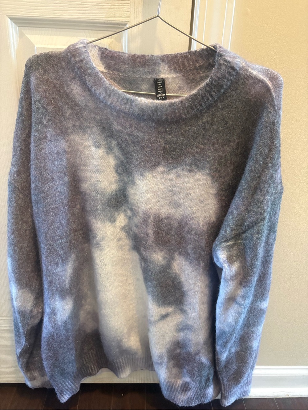 Topshop Lavender & Cream Fuzzy Tie-Dye Sweater XXL